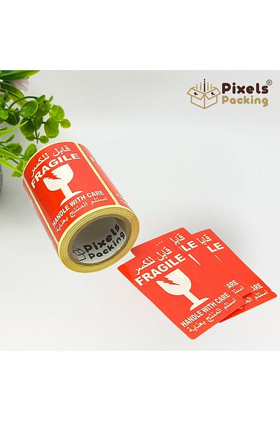 PixelsPacking Pixel Packing Fragile Warning Label Roll Rectangular Design 150 Safe Shipping Labels 15x10cm