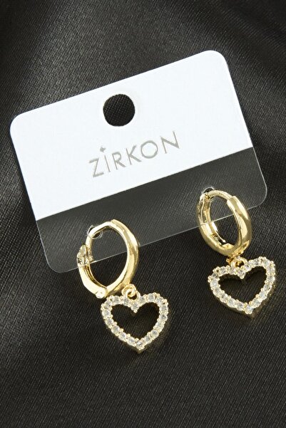 ZERO LAND Sepetim Heart Zircon Stone Earrings-Yellow