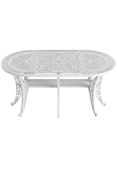 HubRom HubRom Garden Furniture Set, 1xOval Table (75x150x72), 4xCUNDA Chair (43x42x50x91) White