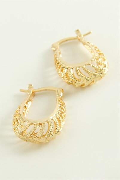 ZERO LAND Hn-Shop Oval Interlocking Hoop Earrings-Yellow