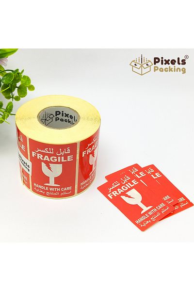 PixelsPacking Pixel Packing Fragile Warning Label Roll Rectangular Design 500 Safe Shipping Labels 15x10cm