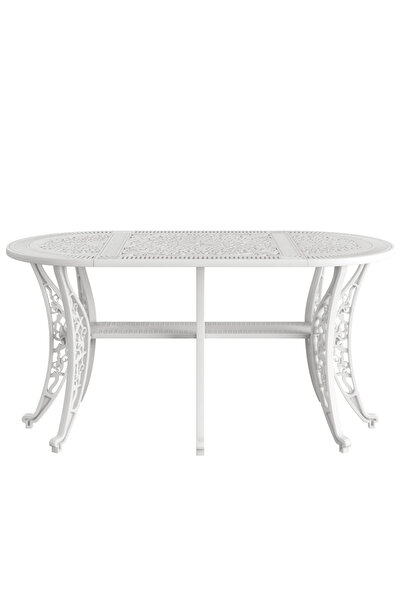 HubRom HubRom Garden Furniture Set, 1xOval Table (75x150x72), 4xCUNDA Chair (43x42x50x91) White