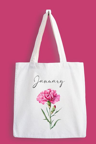 designedfy January Flower Printed Cloth Bag, Tote Bag