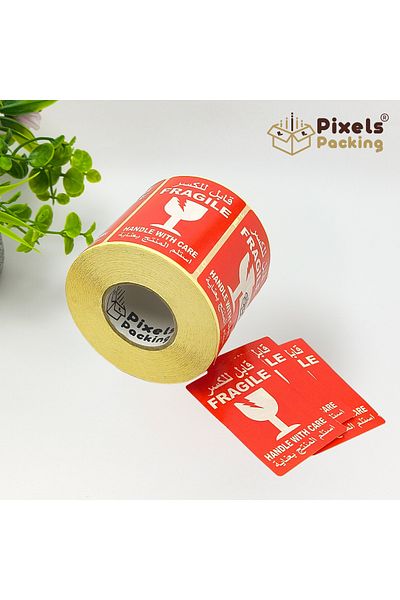 PixelsPacking Pixel Packing Fragile Warning Label Roll Rectangular Design 500 Safe Shipping Labels 15x10cm