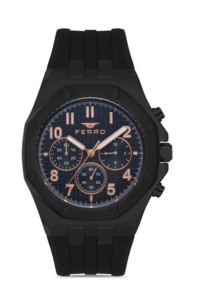 FERRO Black Silicone Cord Men's Wrist Watch Fm11307D-G