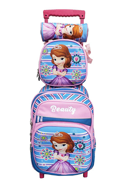 ZippyPack مجموعة حقيبة ظهر مدرسية بعجلات للأطفال مطبوعة برسومات كرتونية، 3 قط...
