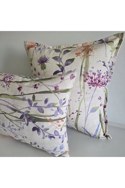 Fabric by Gülçin KOTON PREMİUM YUMUŞAK DOKU KUMAŞ AÇIK KUMBEJİ MOR-YEŞİL BAHA...