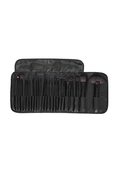 PROCART Set of 24 make-up brushes, different sizes, -leather case, black