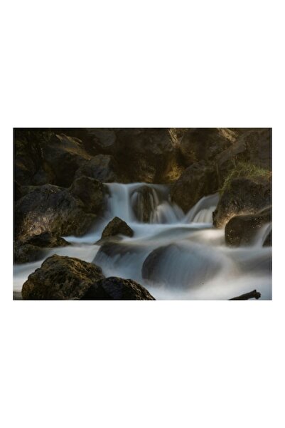 OEM Tablou Canvas, 'Raul soptitor printre stanci mute', Apa, Rochi, Miscare, Natura, Calm, Lumina, Susur