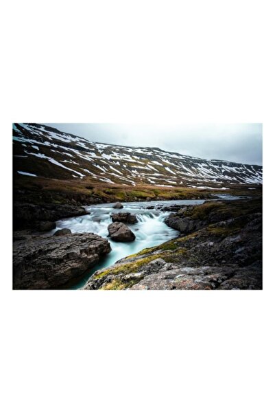 OEM Pictură pe pânză, „Cascada într-un peisaj montan înzăpezit”