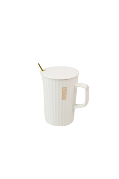 OEM Ceramic mug with lid, 200 ml, 8.5x12 cm, white