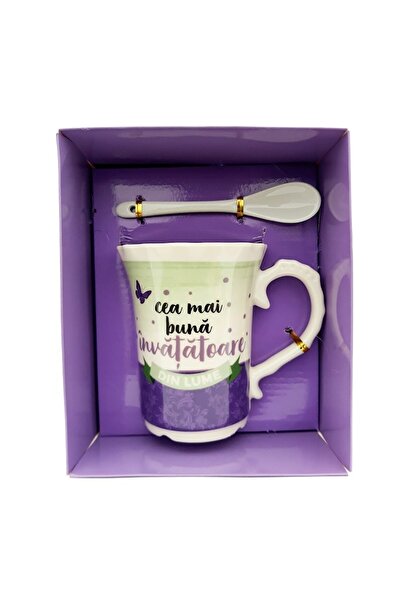 OEM Ceramic Mug and Spoon with Dedication for Teacher, 15 x 19 cm