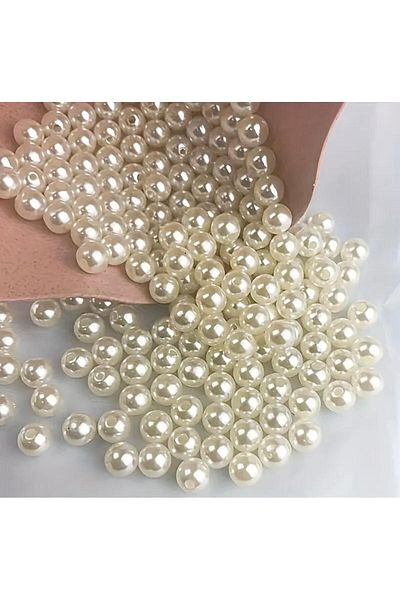 Hobimos 500 Gr 12 mm Luxury Plated Plastic Pearl Beads - 12 mm Shiny Plastic Pearl