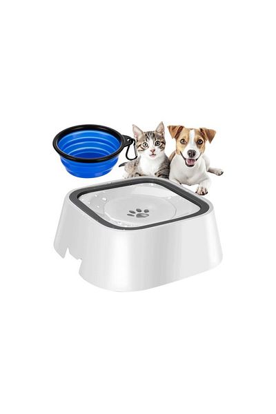 Purlov Bol de apă rezistent la stropire, 1500 ml, pentru câini și pisici, portabil, 22x22x8 cm, bol pliabil inclus