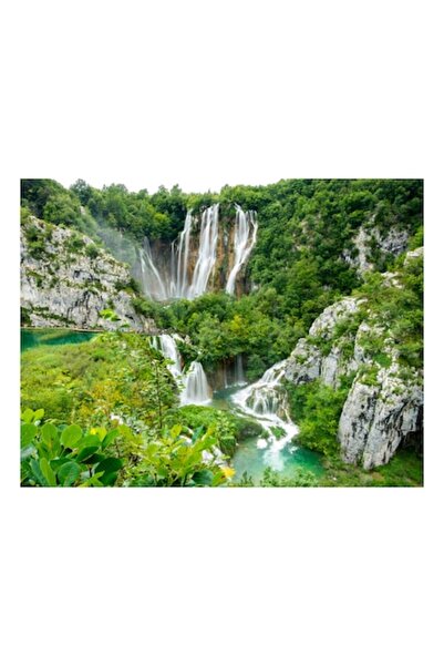 OEM Pictură pe pânză, „Cascada ascunsă în inima pădurii”, 70 x 50 cm