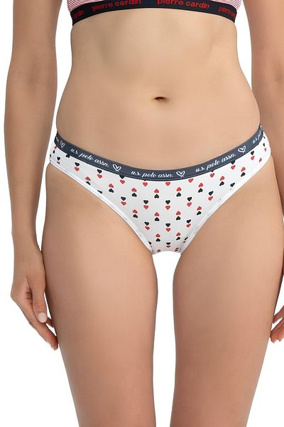 U.S. Polo Assn. Women's 3-Piece Slip Panties Set - Heart Patterned Red Navy Blue White