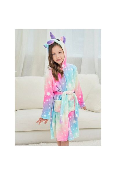 zzz sleep good sleeping !!! Children's bathrobes, Unicorn pattern, in shades of blue and pale pink