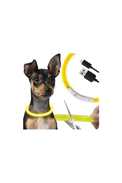 Purlov Zgardă cu lumină LED, reglabilă 20-70 cm, baterie reîncărcabilă USB, 3 moduri de iluminare, buton ON/OFF