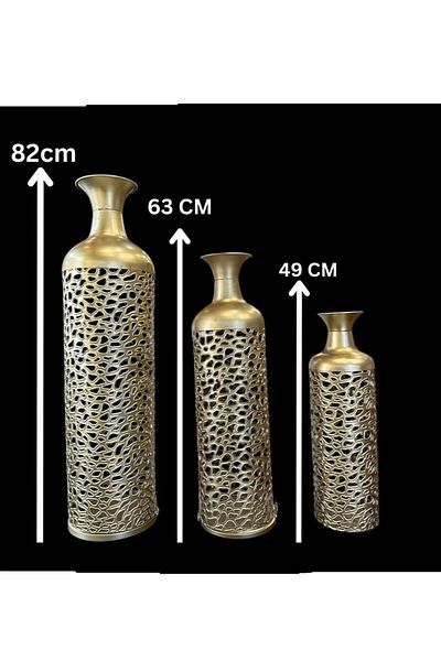rexa Metal Decorative Abstract Patterned Centerpiece Vases