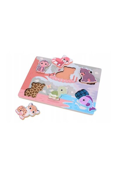 Joueco Puzzle, Joueco, The Wildies Family, Din lemn certificat FSC, Cu supraf...