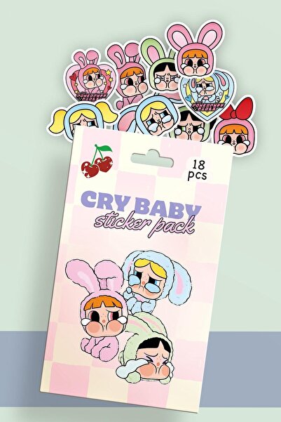 Wisevelya مجموعة ملصقات كراي بيبي مكونة من 18 قطعة