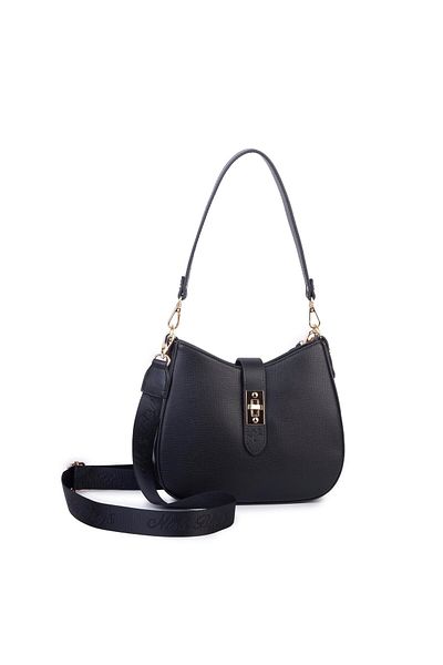 Nas Bag Geantă de umăr și crossbody ovală pentru femei Liza neagră