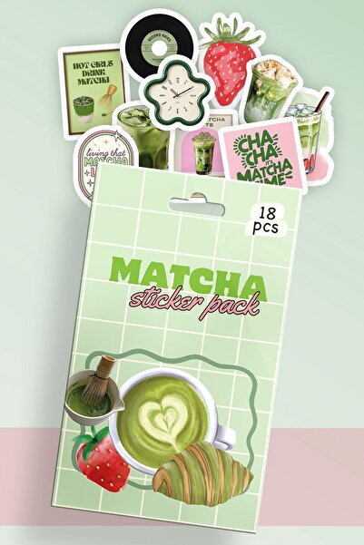Wisevelya Matcha Kutulu Sticker Set 18'li