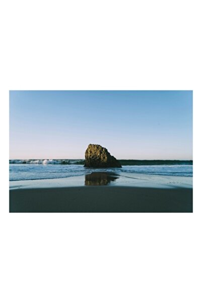 OEM Tablou Canvas, "Singuratatea stancii in mare senina", Ocean, Apus, Roca, ...