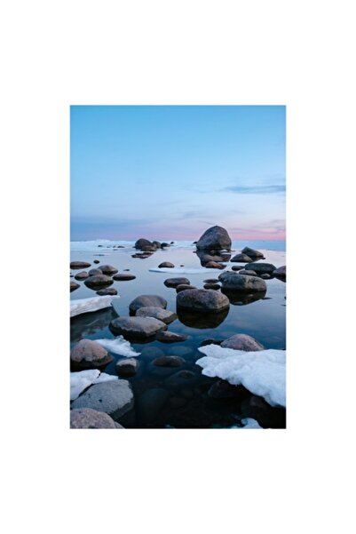 OEM Pictură pe pânză, „Pietre și gheață în ape calme”, 100 x 150cm