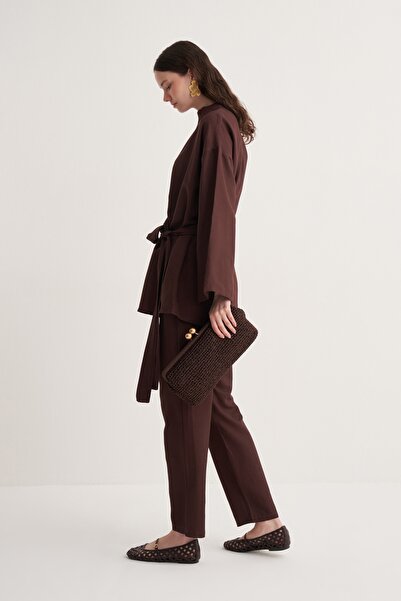 EBU Prive Kadın Havuç Kesim Pantolon Acı Kahve