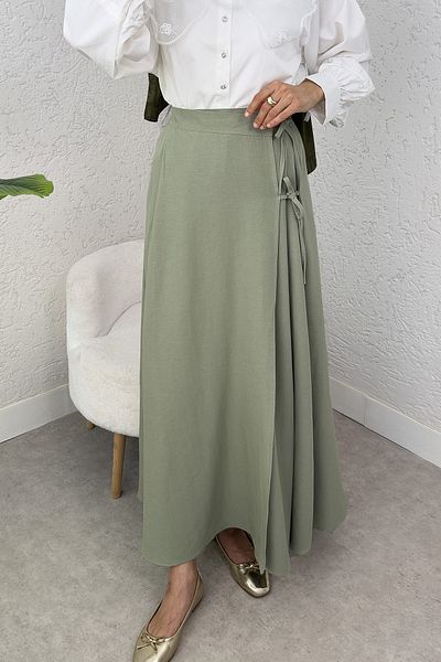 Salih Çelebi One Piece Cross Tie Skirt 2356 - Khaki