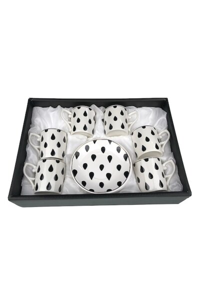 OEM Ceramic Coffee/Tea Set, 12 Pieces, 29X22cm, White-Black