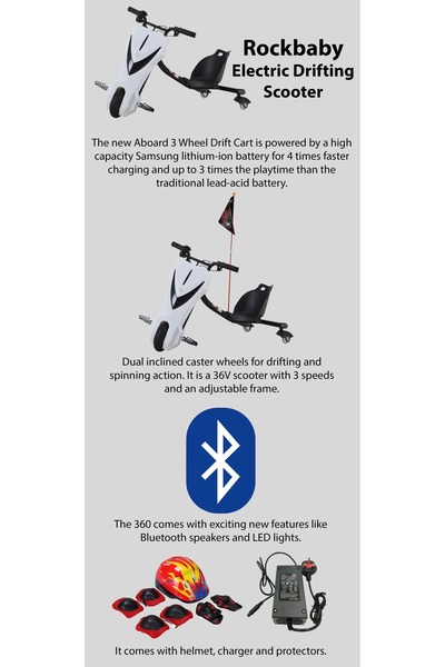 rexa Electric Drifting Scooter White 68.5x54x21cm