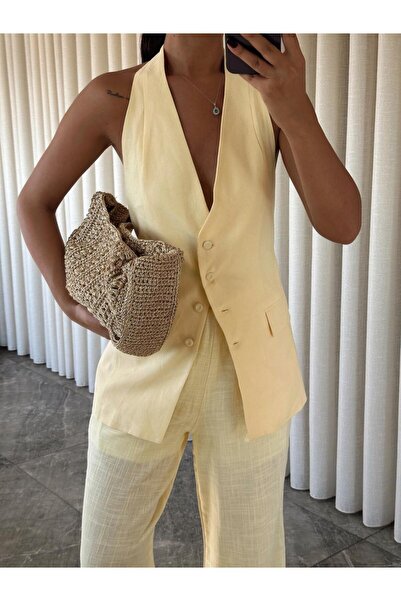 mydukkan.co Back Low-Cut Linen Vest