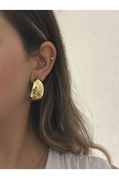 MyladyAccessoriess Thick Plate Hoop Earrings (Steel)