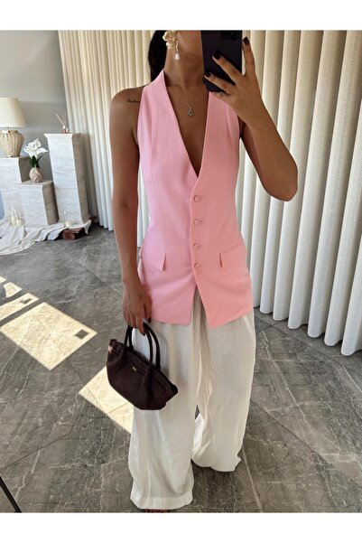 mydukkan.co Back Low-Cut Linen Vest