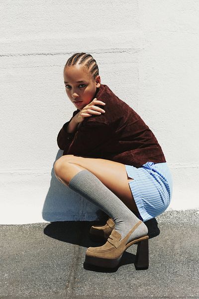 Pull & Bear Leather platform loafers