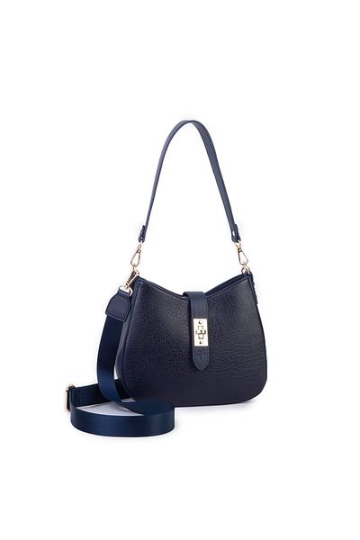 Nas Bag Γυναικεία Οβάλ Τσάντα ώμου και χιαστί Navy Blue Victoria