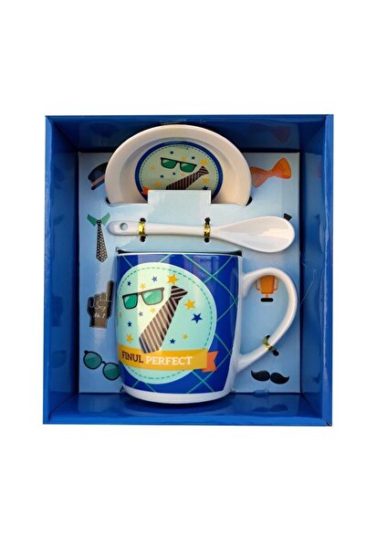 OEM Ceramic Mug with Spoon and Lid, Dedicated for Godchild, 17 x 18 cm