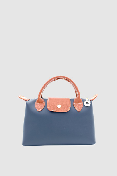 Wuclo حقيبة يد نيلو جلدية بحزام متقاطع وسحاب وإغلاق مغناطيسي، لون أزرق داكن