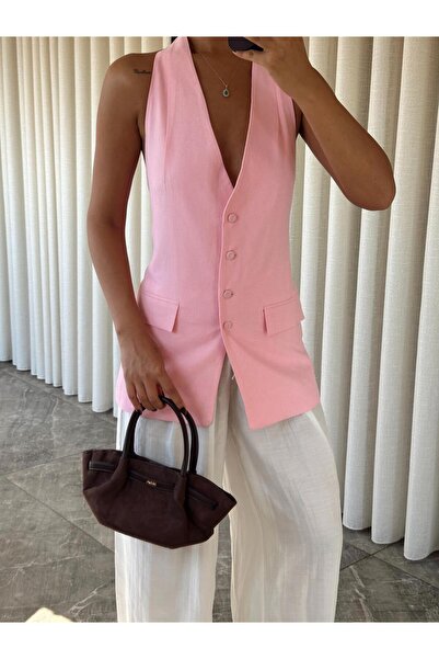 mydukkan.co Back Low-Cut Linen Vest