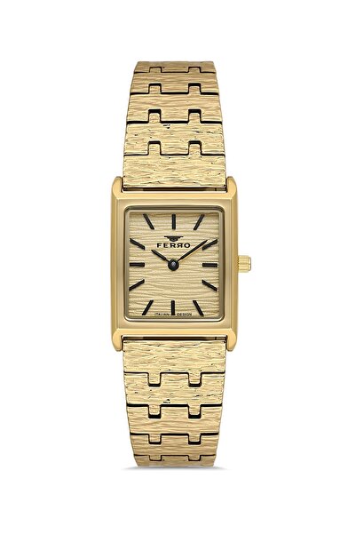 FERRO Sarı Çelik Kordon Kadın Kol Saati FL21599AWT-B4 3ATM Su Geçirmez 2 Yıl ...