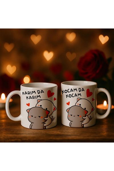 Borambalaj Dear Gift Double Paired Double Direction Printed Mug Cup My Husband My Wife My Wife