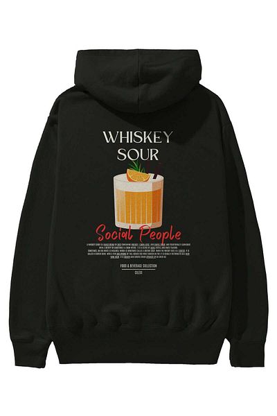 Ankhises Whiskey Sour Cocktail Imprimat în spate Hanorac oversize cu glugă Bărbați Femei