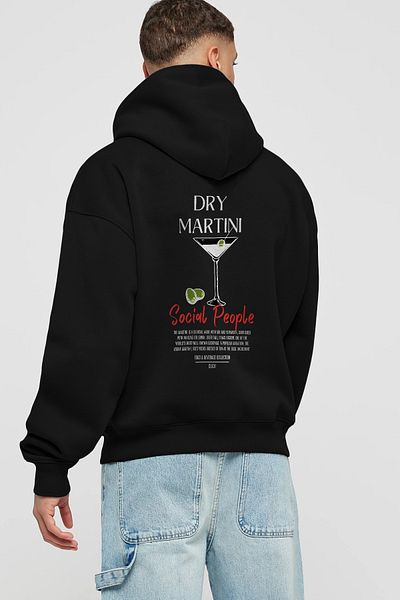Ankhises Dry Martini Cocktail Back Printed Hoodie Oversize Hooded Sweatshirt Men Women