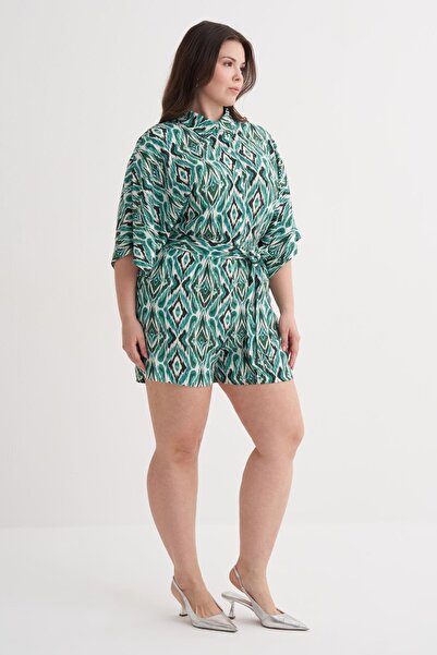 MYLİNE Beli Lastikli Kuşaklı Kısa Tulum