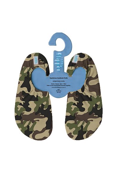 Little Flippers Non-Slip Sole Unisex Baby Kids Sea Shoes Pool Booties - Soldier