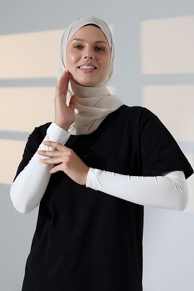 ihvanonline Mâneci pentru hijab din Lycra, drepte, fără sudură, pentru femei, din bumbac pieptănat - crem