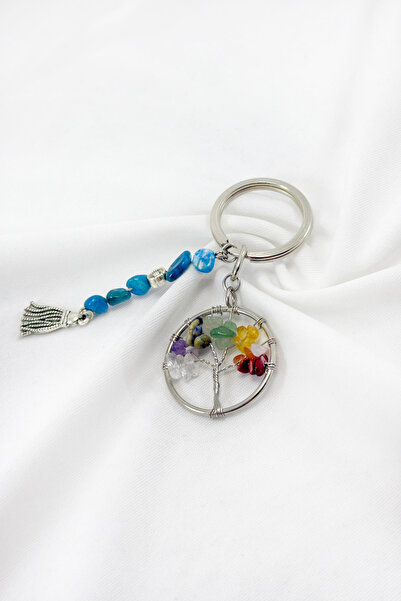 biuti سلسلة مفاتيح شجرة الحياة من الحجر الطبيعي من سالكيم، سلسلة مفاتيح للهدايا