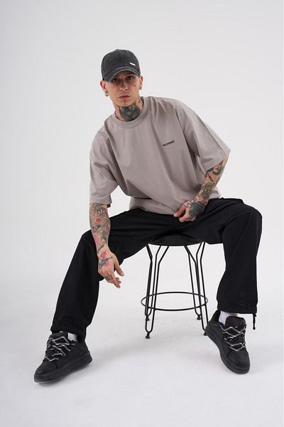 Machinist Men's Solid Basic Cotton Oversize Gray T-Shirt
